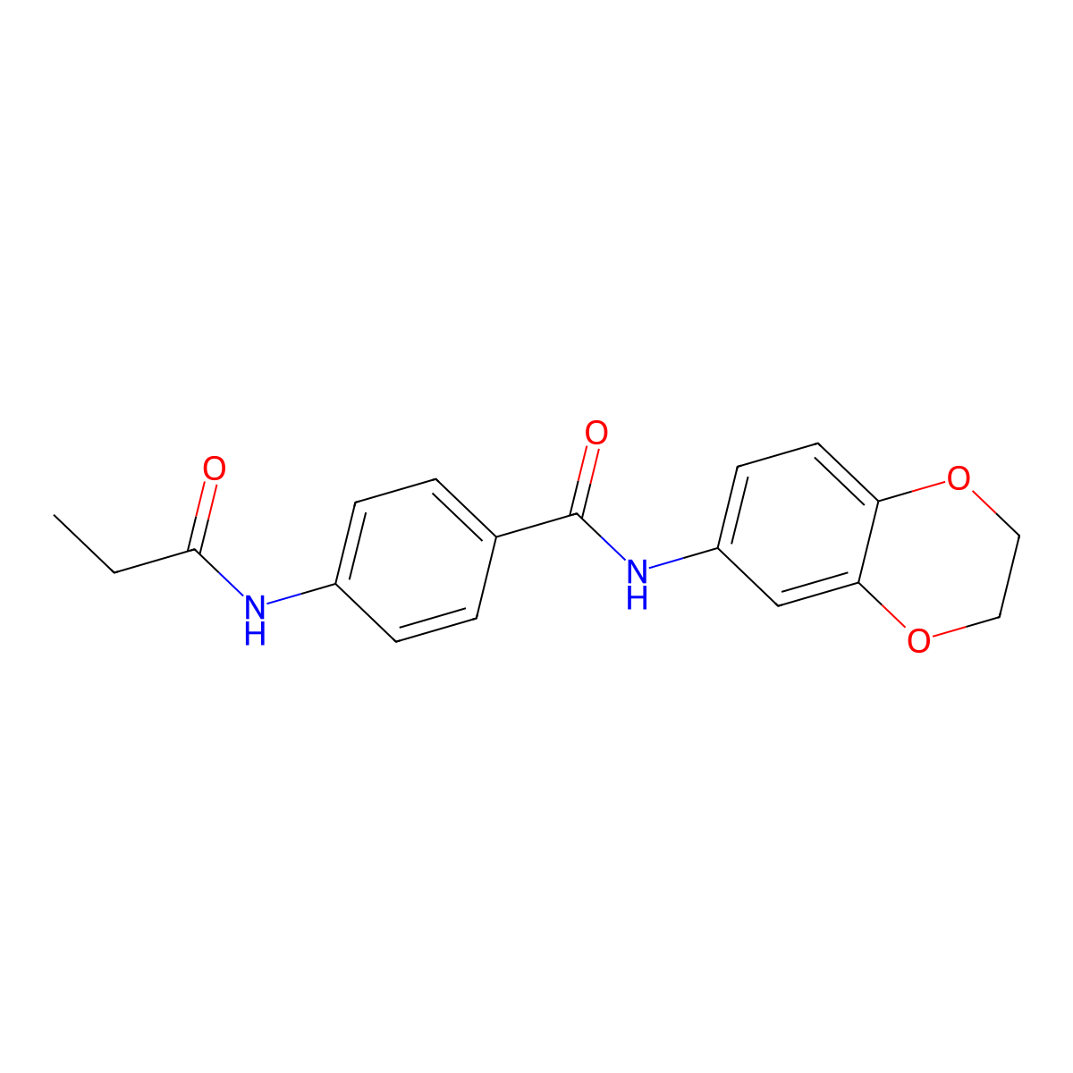N-(2,3-dihydro-1,4-benzodioxin-6-yl)-4-(propanoylamino)benzamide molecular structure, CAS 827621-42-1