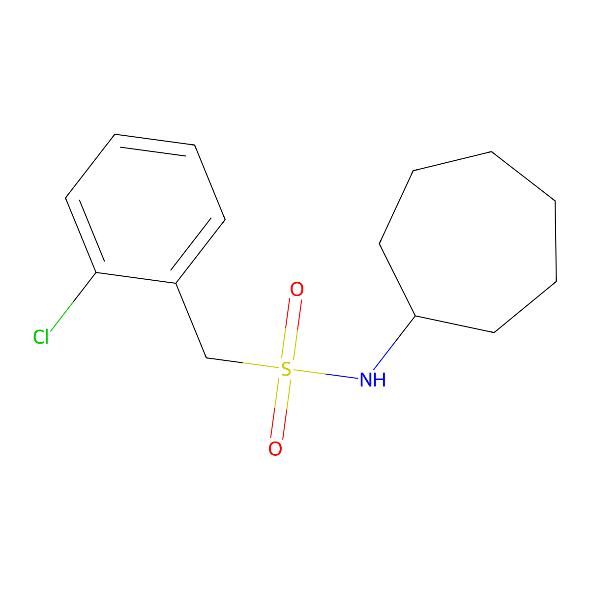 1-(2-chlorophenyl)-N-cycloheptylmethanesulfonamide molecular structure, CAS 827621-58-9