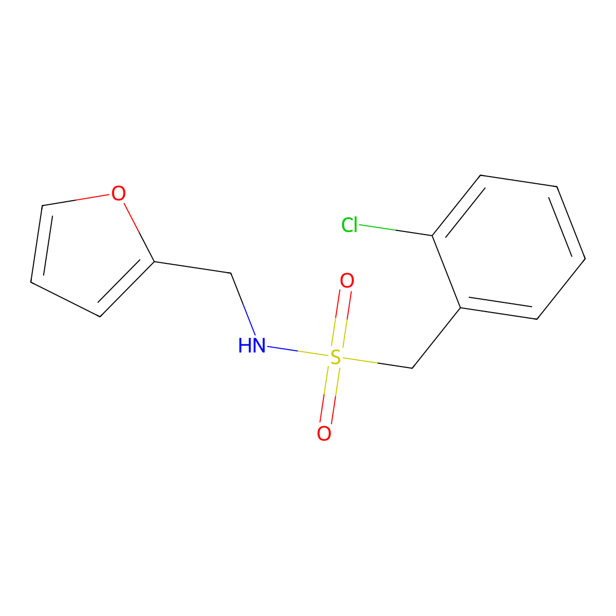 1-(2-chlorophenyl)-N-(furan-2-ylmethyl)methanesulfonamide molecular structure, CAS 827621-60-3