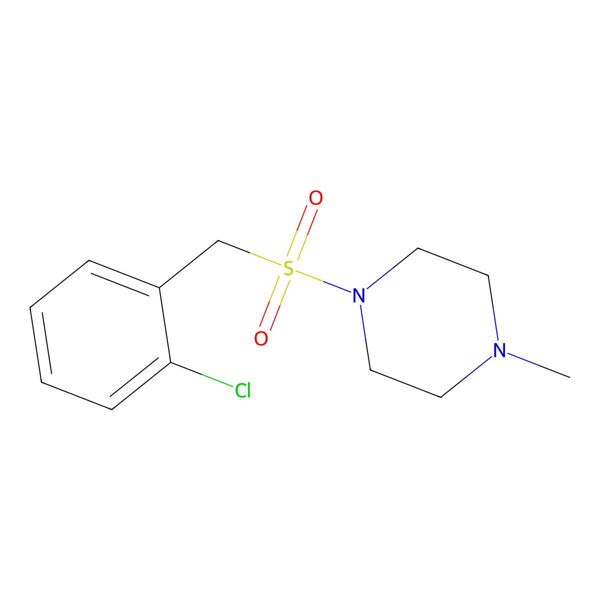 1-[(2-Chlorophenyl)methylsulfonyl]-4-methylpiperazine molecular structure, CAS 827621-64-7