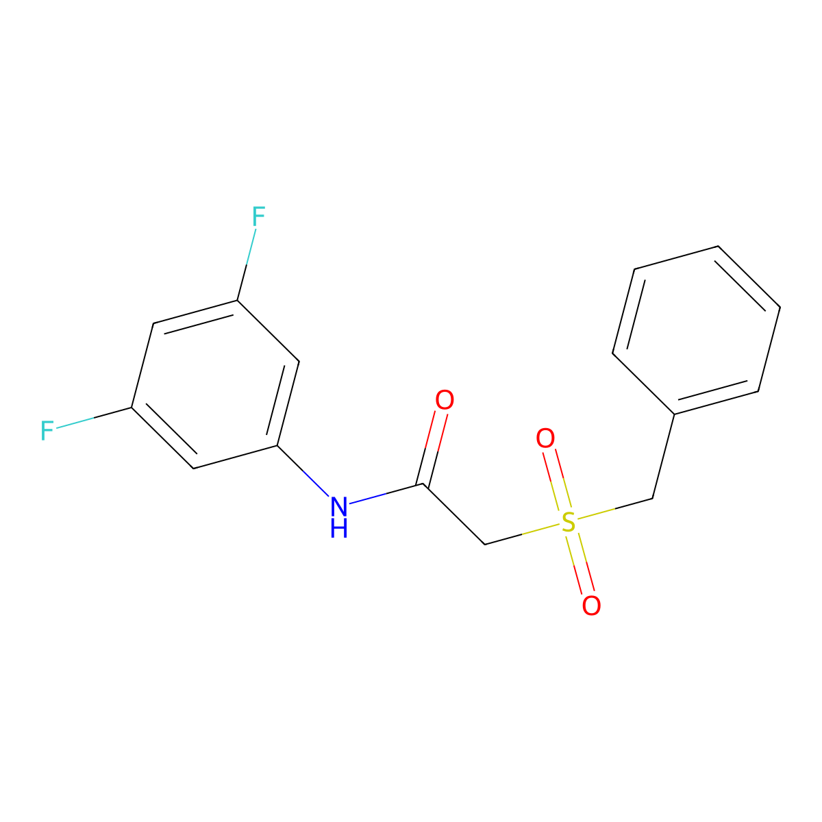 2-benzylsulfonyl-N-(3,5-difluorophenyl)acetamide molecular structure, CAS 827621-94-3