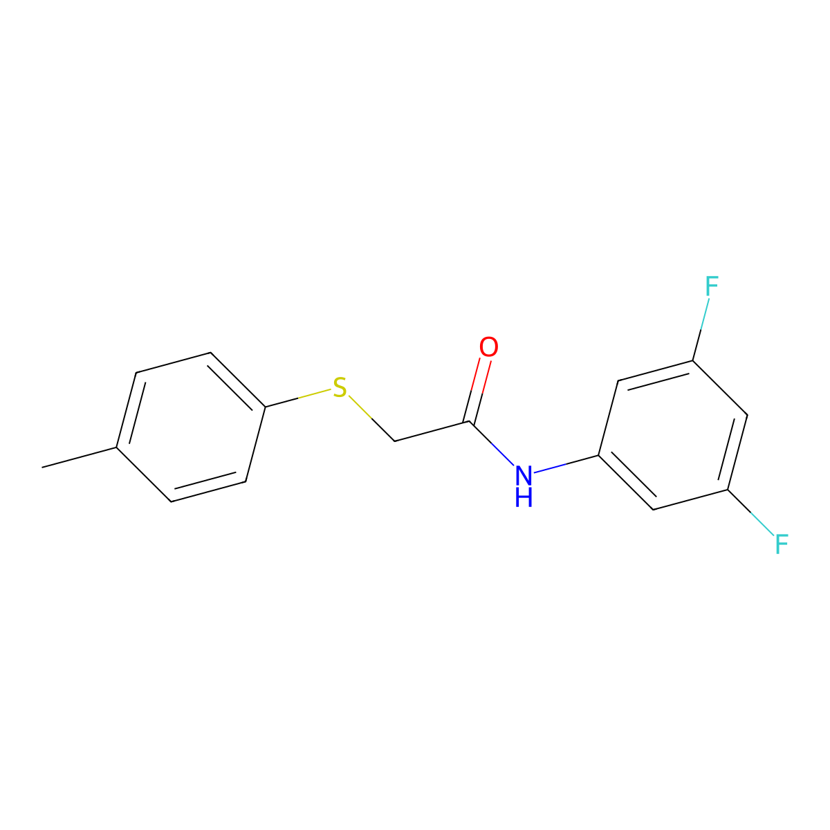 N-(3,5-difluorophenyl)-2-[(4-methylphenyl)sulfanyl]acetamide molecular structure, CAS 827621-95-4