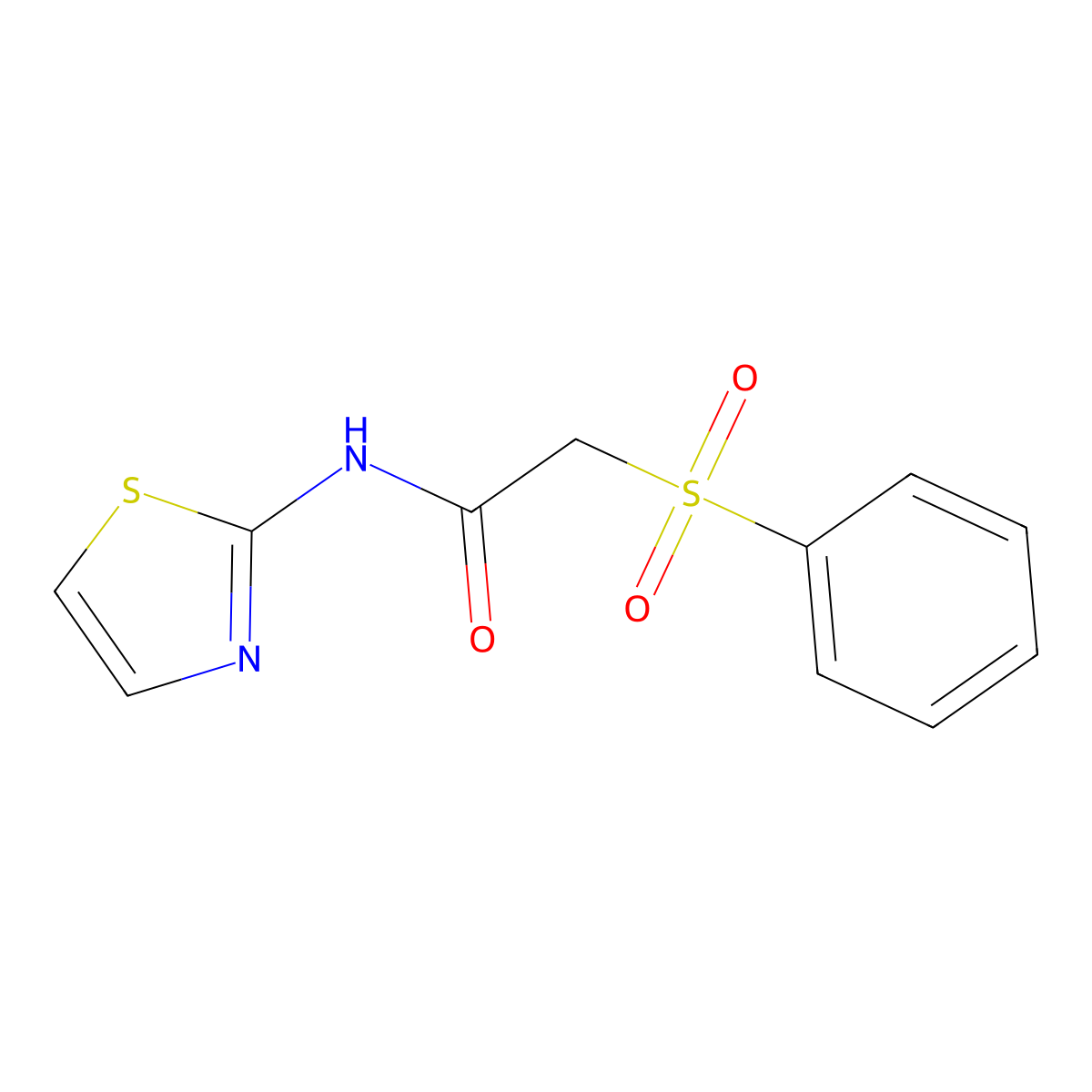 2-(benzenesulfonyl)-N-(1,3-thiazol-2-yl)acetamide molecular structure, CAS 827622-00-4
