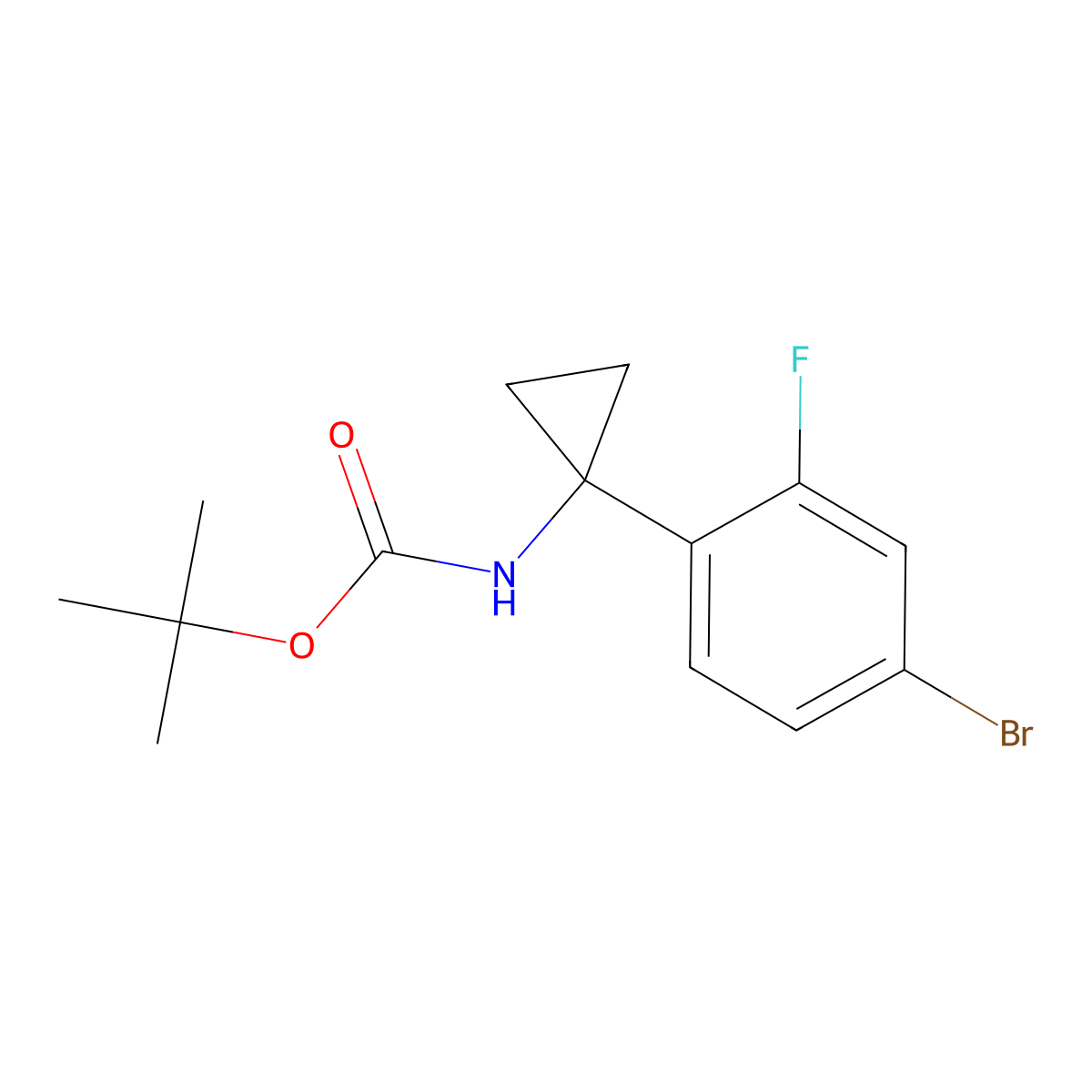 tert-Butyl (1-(4-bromo-2-fluorophenyl)cyclopropyl)carbamate molecular structure, CAS 827628-31-9