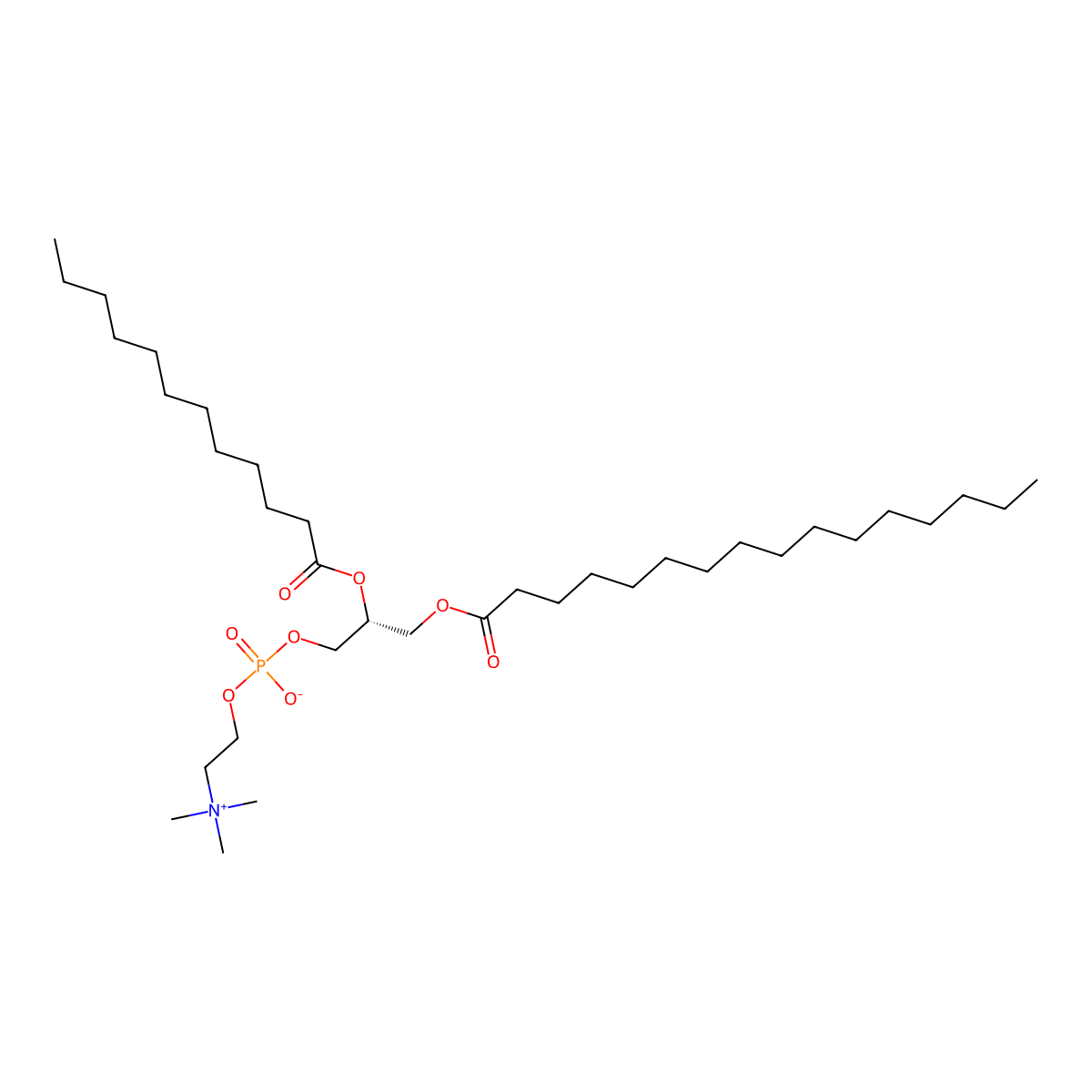 1-Hexadecanoyl-2-dodecanoyl-sn-glycero-3-phosphocholine molecular structure, CAS 82765-47-7