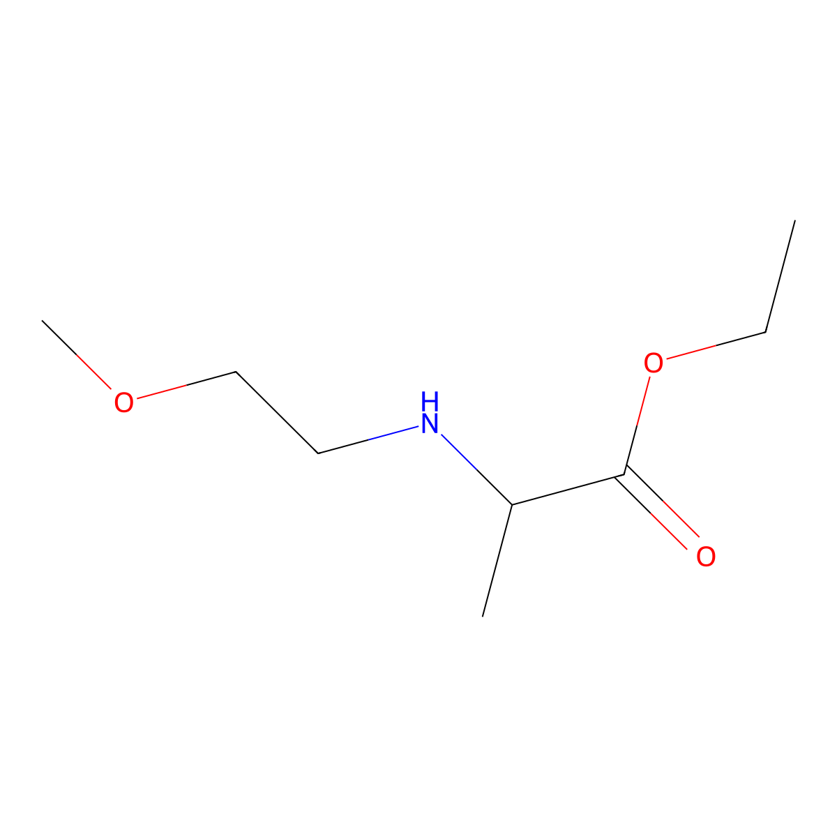 Ethyl 2-[(2-methoxyethyl)amino]propanoate molecular structure, CAS 82772-78-9