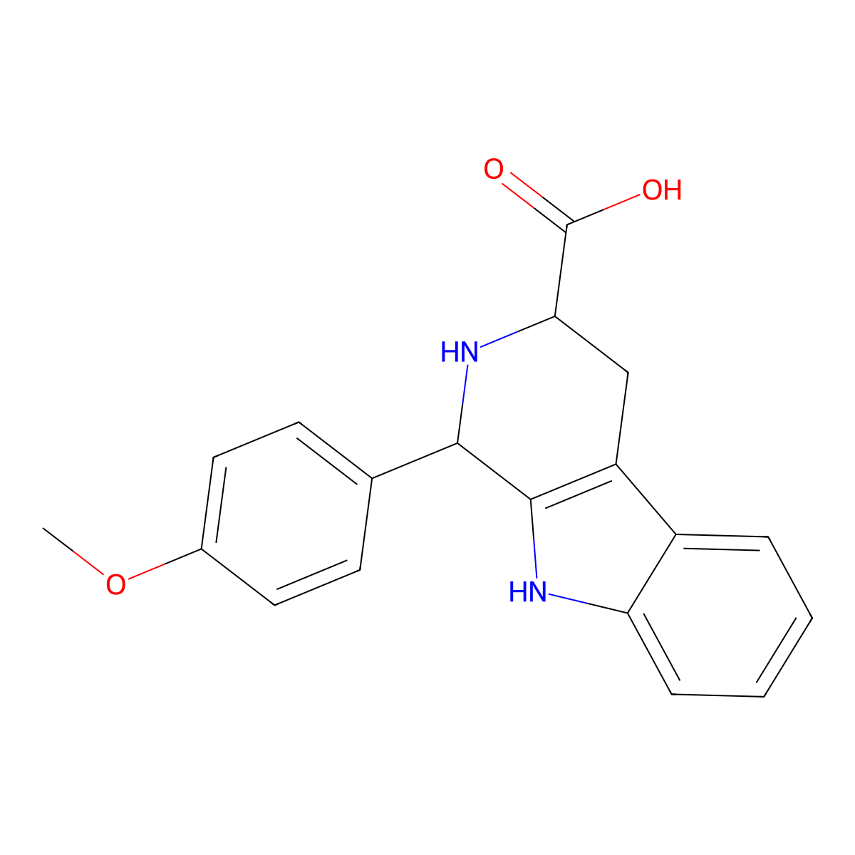 1-(4-methoxyphenyl)-2,3,4,9-tetrahydro-1H-beta-carboline-3-carboxylic acid molecular structure, CAS 82789-20-6