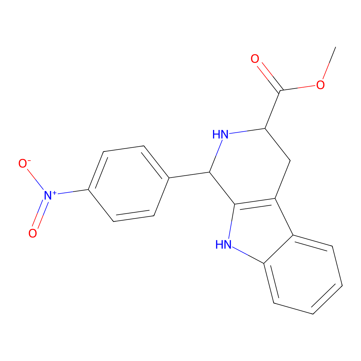 methyl 1-(4-nitrophenyl)-2,3,4,9-tetrahydro-1H-beta-carboline-3-carboxylate molecular structure, CAS 82789-21-7