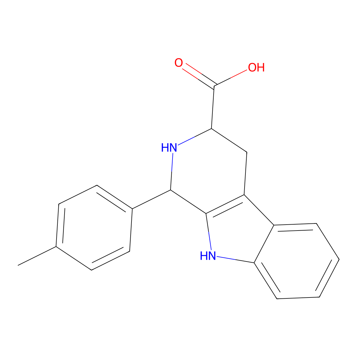 1-(4-methylphenyl)-1H,2H,3H,4H,9H-pyrido[3,4-b]indole-3-carboxylic acid molecular structure, CAS 82789-23-9