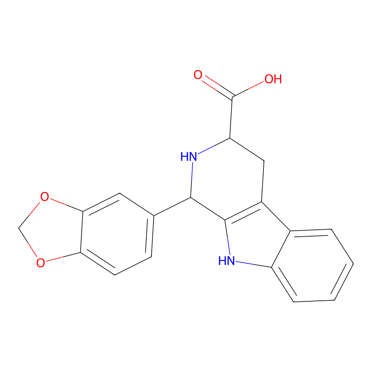 1-Benzo[1,3]dioxol-5-yl-2,3,4,9-tetrahydro-1H-beta-carboline-3-carboxylic acid molecular structure, CAS 82789-26-2