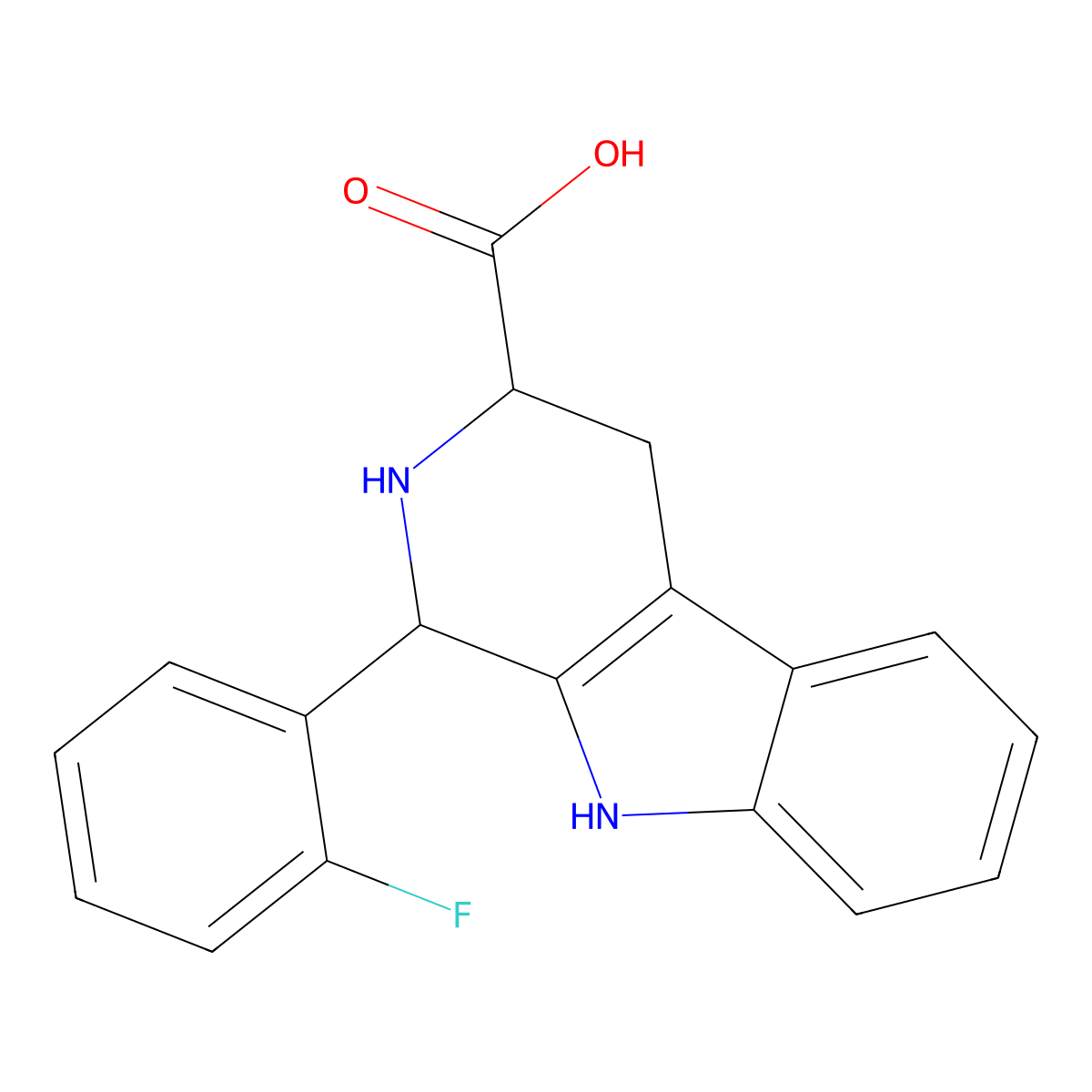 1-(2-fluorophenyl)-2,3,4,9-tetrahydro-1H-pyrido[3,4-b]indole-3-carboxylic acid molecular structure, CAS 82789-28-4