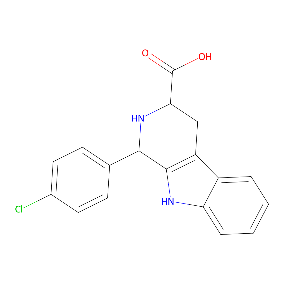 1-(4-chlorophenyl)-2,3,4,9-tetrahydro-1H-pyrido[3,4-b]indole-3-carboxylic acid molecular structure, CAS 82789-31-9