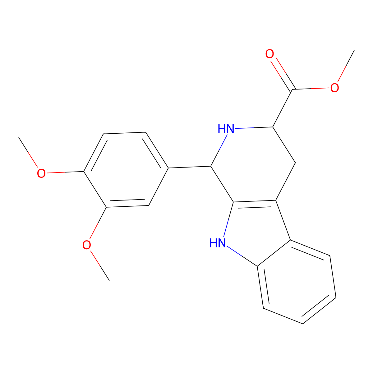 methyl 1-(3,4-dimethoxyphenyl)-2,3,4,9-tetrahydro-1H-pyrido[3,4-b]indole-3-carboxylate molecular structure, CAS 82789-36-4