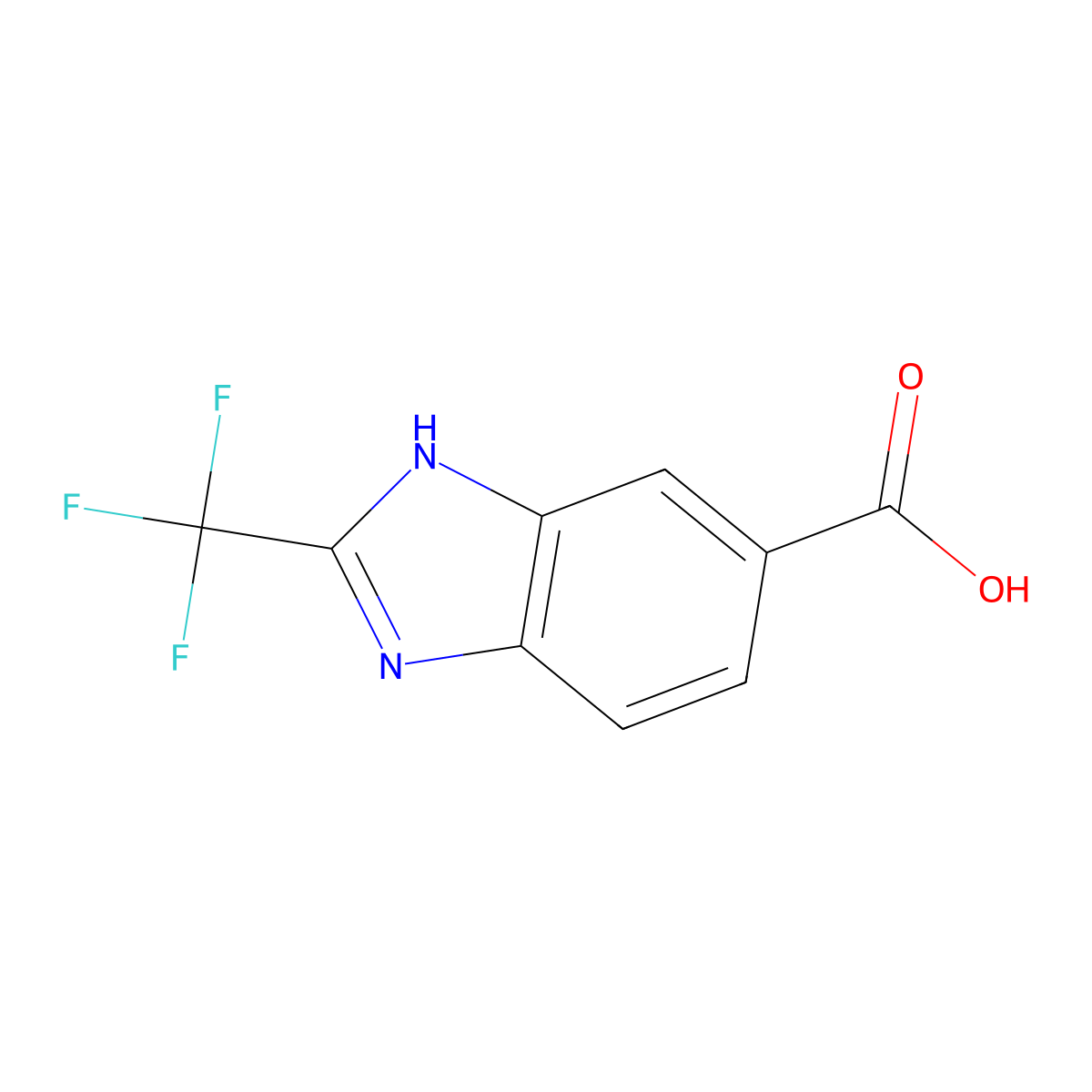 2-(trifluoromethyl)-1H-1,3-benzodiazole-5-carboxylic acid molecular structure, CAS 82791-93-3