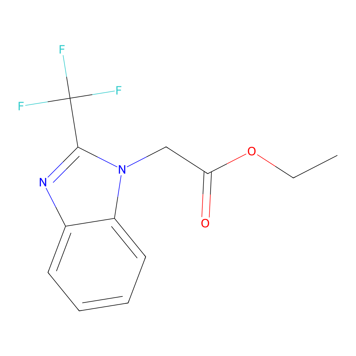 ethyl 2-[2-(trifluoromethyl)-1H-1,3-benzodiazol-1-yl]acetate molecular structure, CAS 82791-95-5