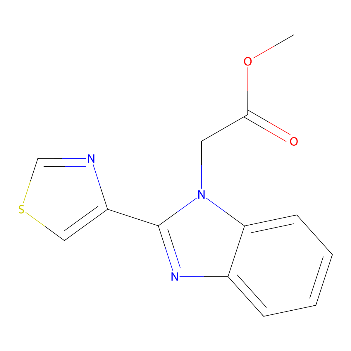 Methyl 2-[2-(1,3-thiazol-4-YL)-1,3-benzodiazol-1-YL]acetate molecular structure, CAS 82792-03-8