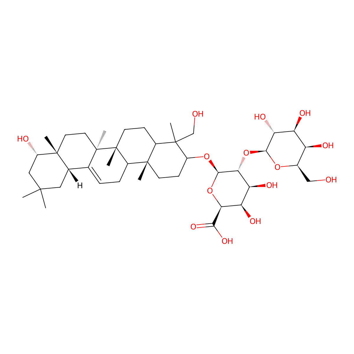 (2S,3R,4S,5R,6R)-6-[[(6aR,6bS,8aR,9S,12aS,14bR)-9-hydroxy-4-(hydroxymethyl)-4,6a,6b,8a,11,11,14b-heptamethyl-1,2,3,4a,5,6,7,8,9,10,12,12a,14,14a-tetradecahydropicen-3-yl]oxy]-3,4-dihydroxy-5-[(2S,3R,4S,5R,6R)-3,4,5-trihydroxy-6-(hydroxymethyl)oxan-2-yl]oxyoxane-2-carboxylic acid molecular structure, CAS 82793-03-1
