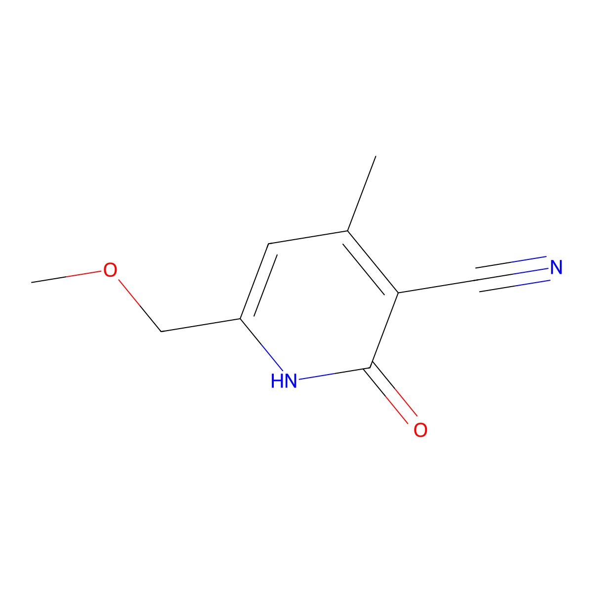 6-(Methoxymethyl)-4-methyl-2-oxo-1,2-dihydropyridine-3-carbonitrile molecular structure, CAS 828-93-3