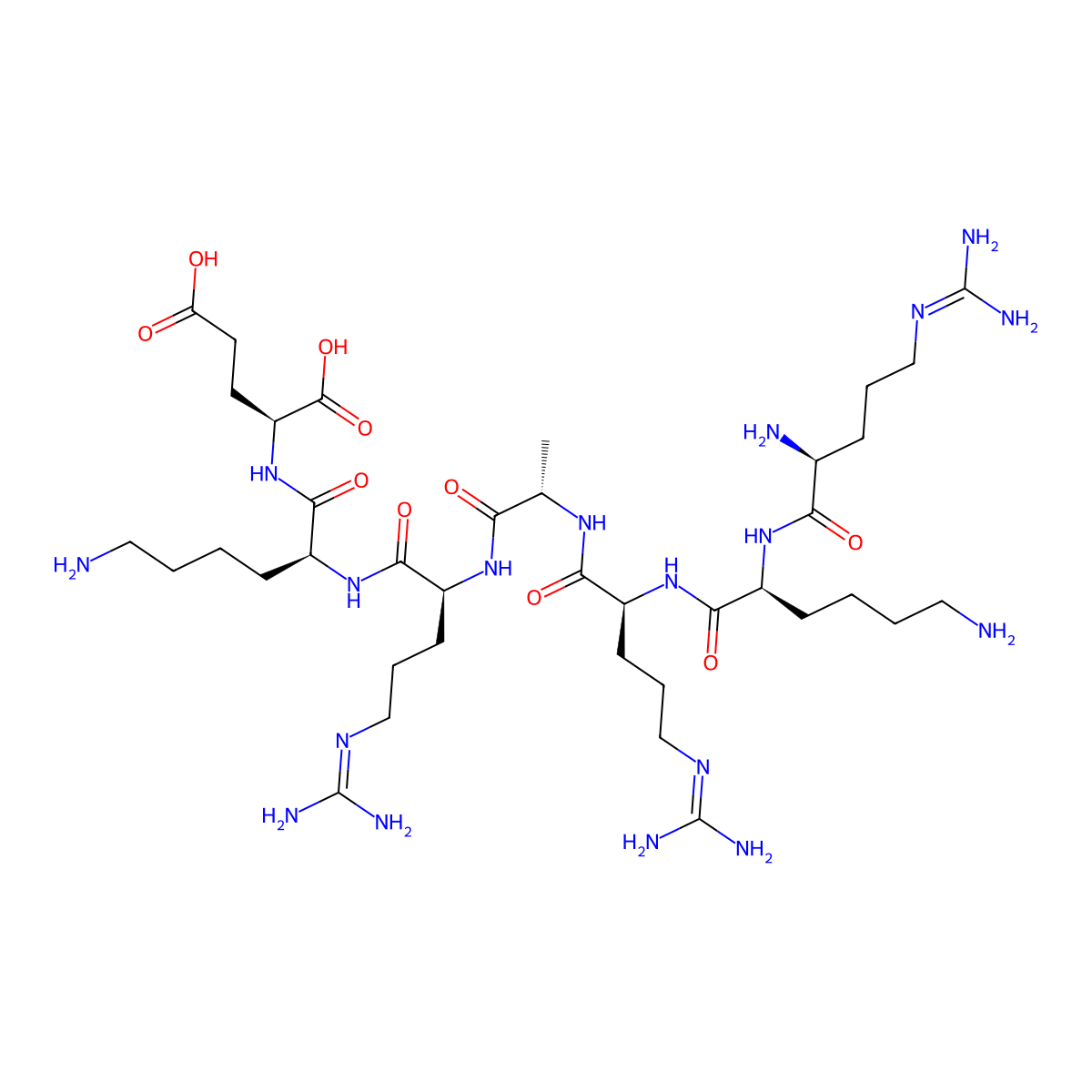 Arginyl-lysyl-arginyl-alanyl-arginyl-lysyl-glutamic acid molecular structure, CAS 82801-73-8