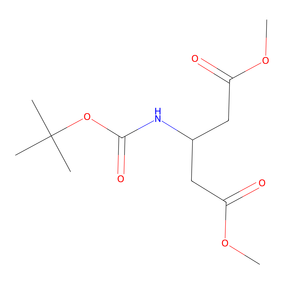 Dimethyl 3-[(tert-butoxycarbonyl)amino]pentanedioate molecular structure, CAS 82803-55-2