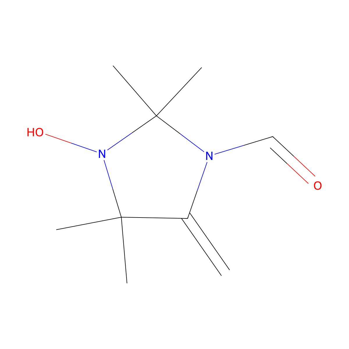 3-Hydroxy-2,2,4,4-tetramethyl-5-methylene-1-imidazolidinecarbaldehyde molecular structure, CAS 82814-77-5