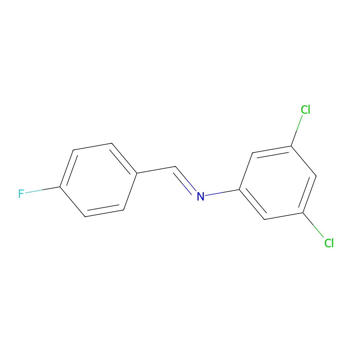 Benzenamine, 3,5-dichloro-N-[(4-fluorophenyl)methylene]- molecular structure, CAS 82821-19-0