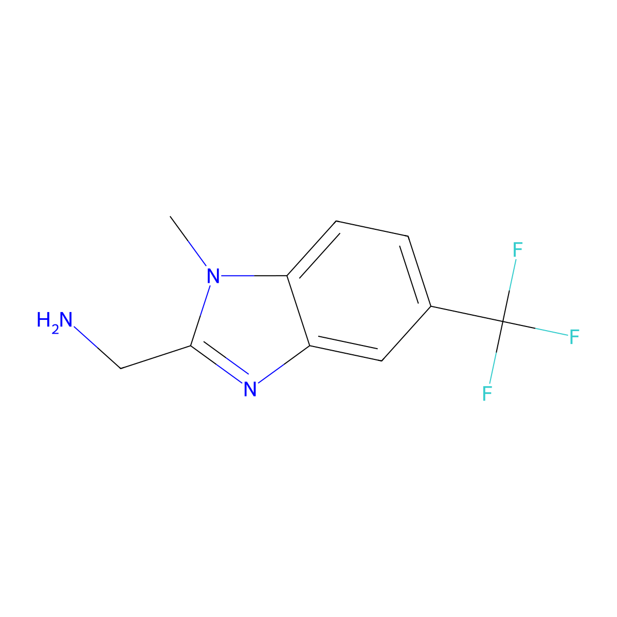 (1-Methyl-5-(trifluoromethyl)-1H-benzo[D]imidazol-2-YL)methanamine molecular structure, CAS 828241-99-2