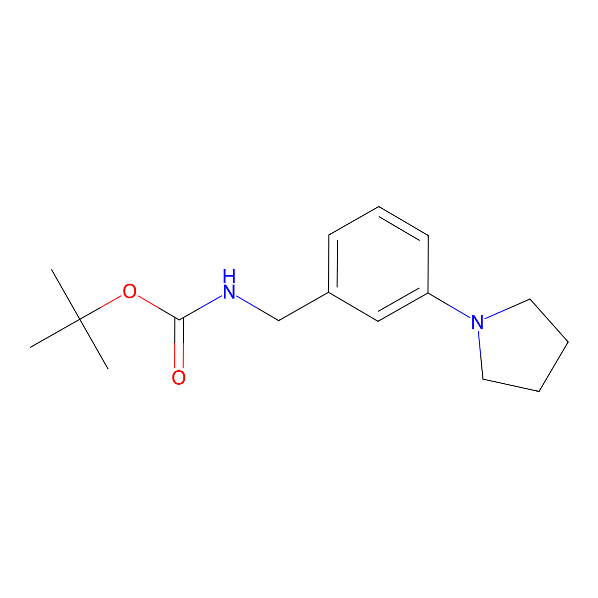 Tert-butyl 3-(pyrrolidin-1-yl)benzylcarbamate molecular structure, CAS 828242-06-4