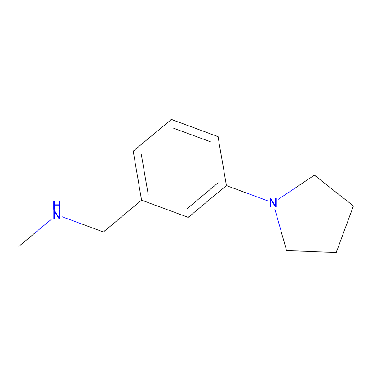 N-Methyl-1-[3-(pyrrolidin-1-yl)phenyl]methanamine molecular structure, CAS 828242-07-5