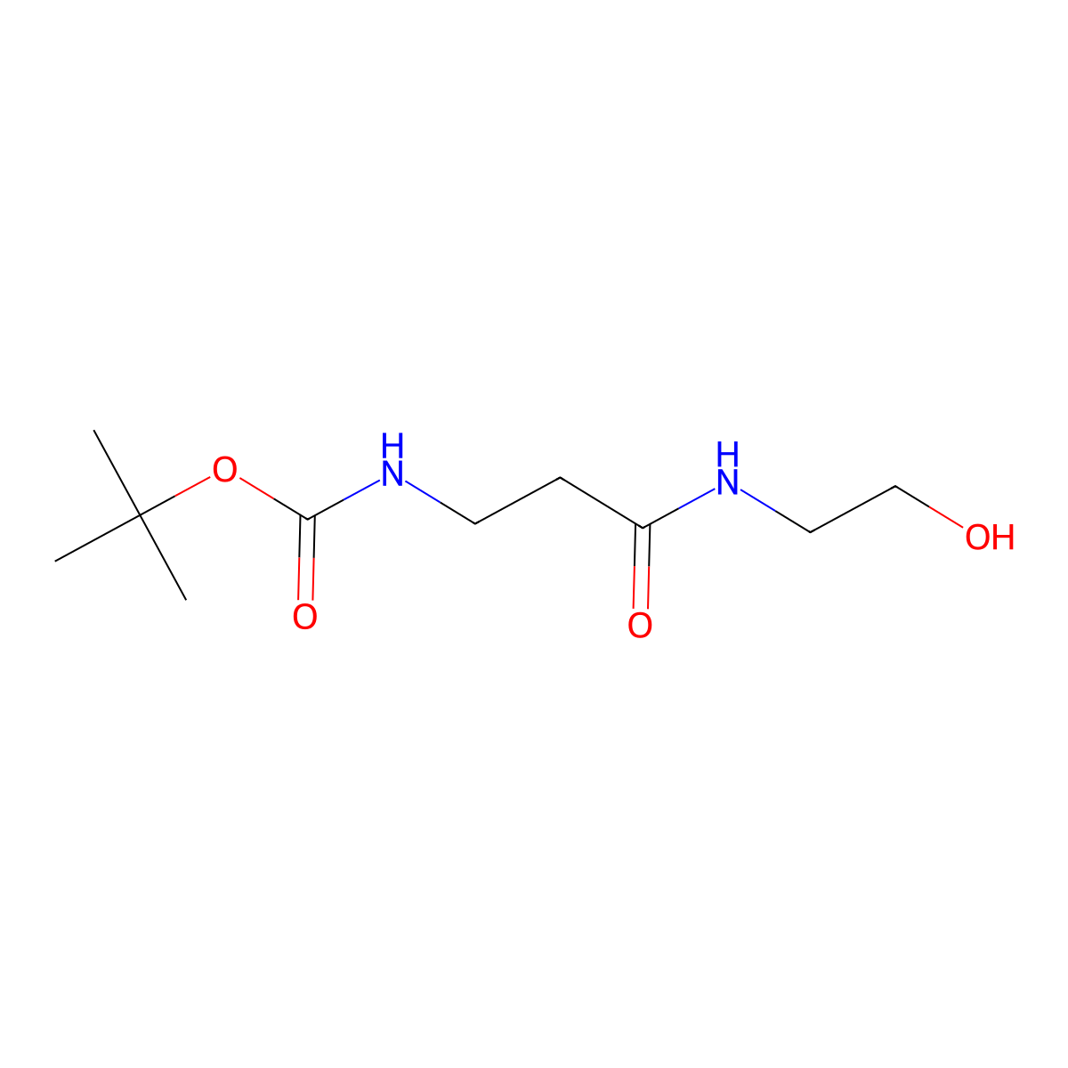 tert-butyl N-[3-(2-hydroxyethylamino)-3-oxopropyl]carbamate molecular structure, CAS 828262-84-6