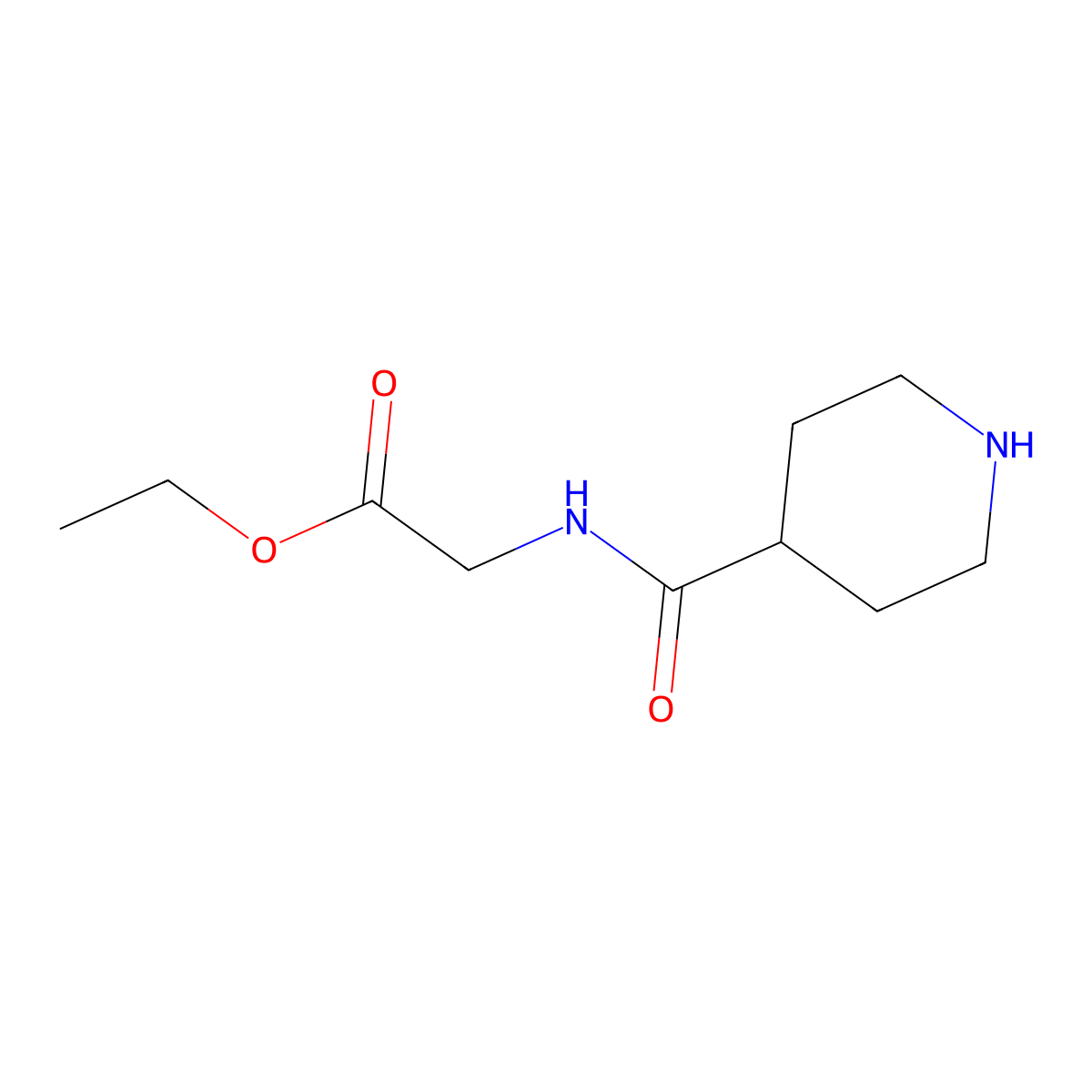 Ethyl 2-[(piperidin-4-yl)formamido]acetate molecular structure, CAS 82827-44-9