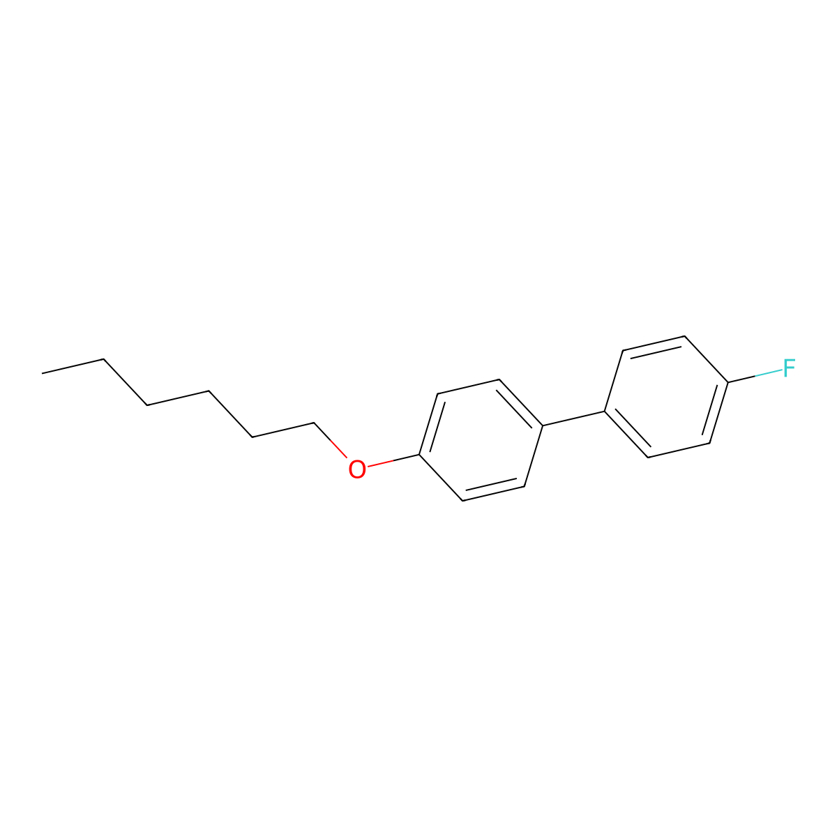 4-Fluoro-4'-(hexyloxy)-1,1'-biphenyl molecular structure, CAS 82827-65-4