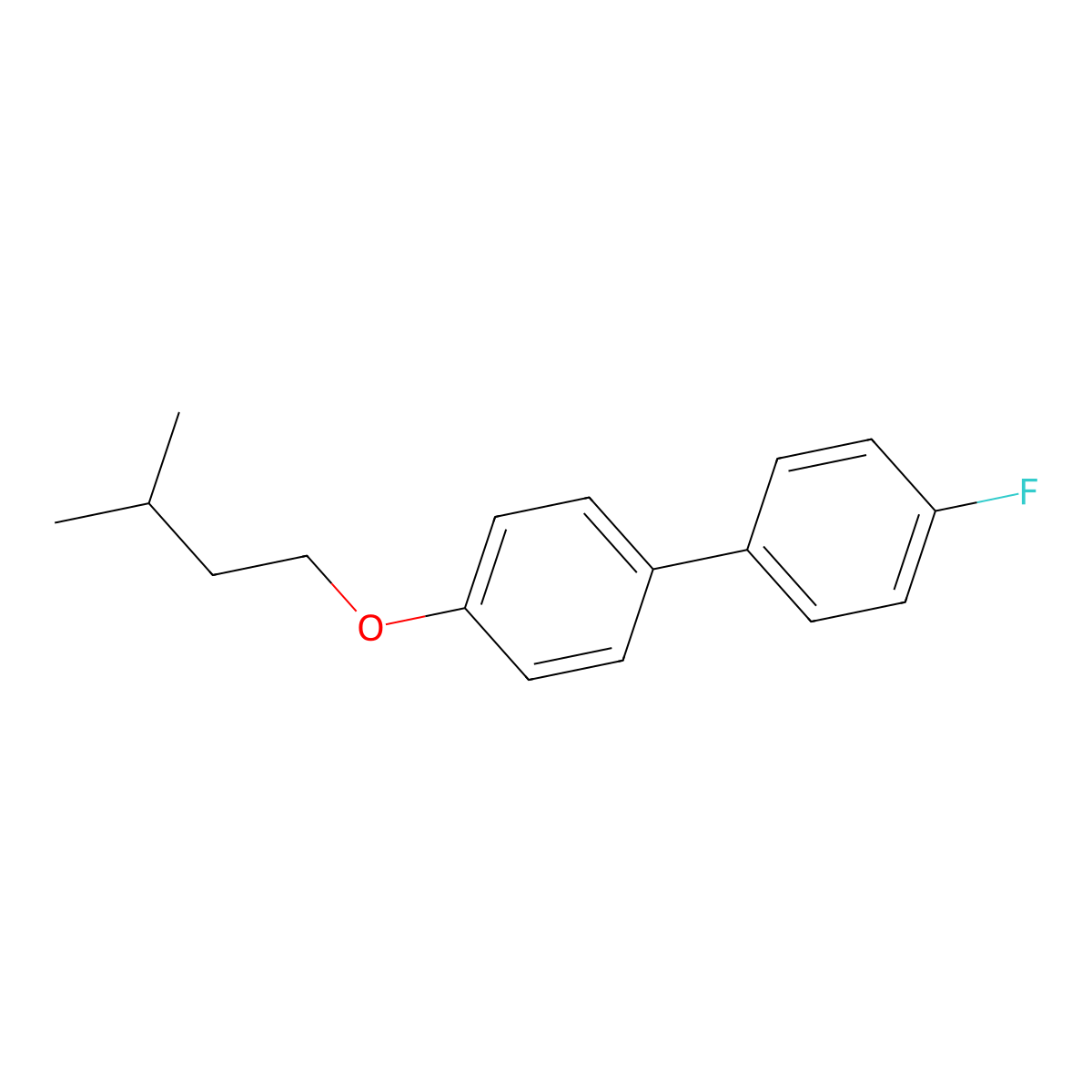 4-Fluoro-4'-(3-methylbutoxy)-1,1'-biphenyl molecular structure, CAS 82827-68-7