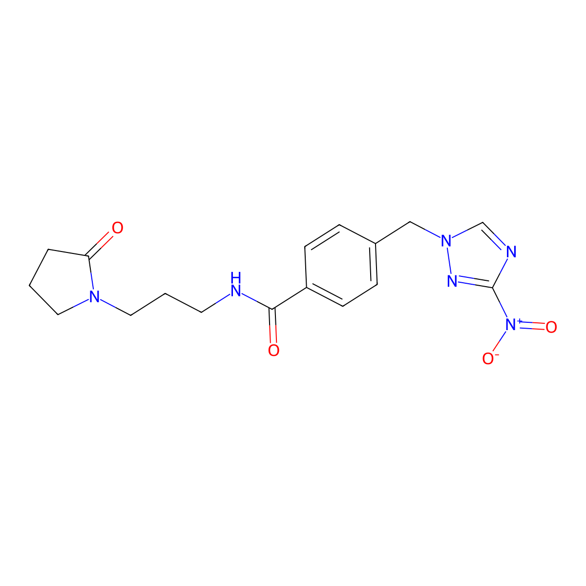 4-[(3-nitro-1,2,4-triazol-1-yl)methyl]-N-[3-(2-oxopyrrolidin-1-yl)propyl]benzamide molecular structure, CAS 828272-43-1