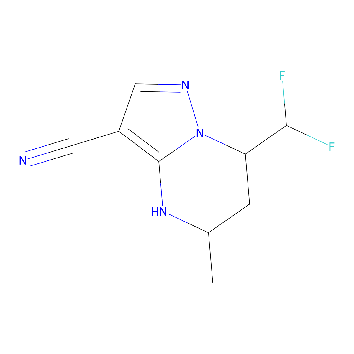 7-(Difluoromethyl)-5-methyl-4,5,6,7-tetrahydropyrazolo[1,5-a]pyrimidine-3-carbonitrile molecular structure, CAS 828272-55-5
