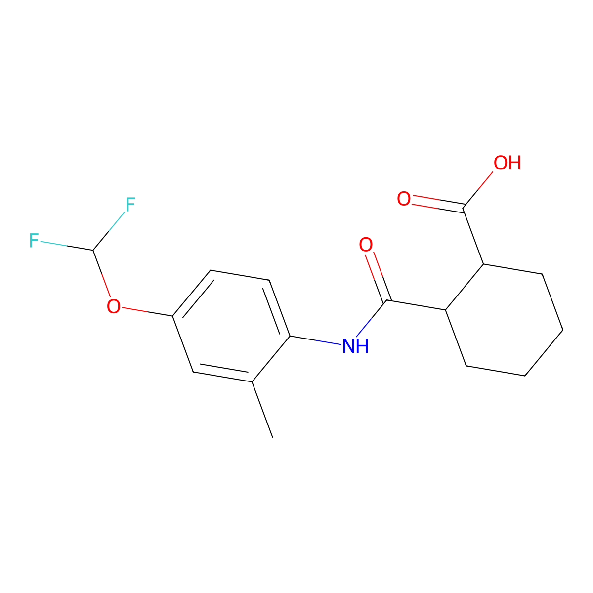 2-((4-(Difluoromethoxy)-2-methylphenyl)carbamoyl)cyclohexanecarboxylic acid molecular structure, CAS 828272-81-7