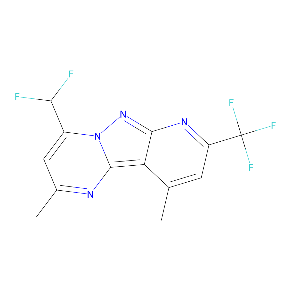 4-(Difluoromethyl)-2,10-dimethyl-8-(trifluoromethyl)pyrido[2',3':3,4]pyrazolo[1,5-a]pyrimidine molecular structure, CAS 828273-02-5