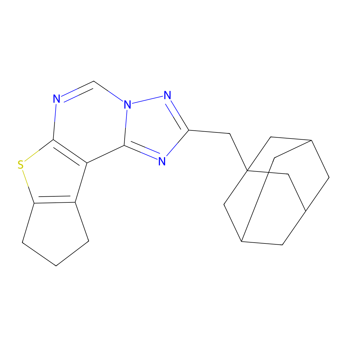 2-(1-Adamantylmethyl)-9,10-dihydro-8H-cyclopenta[4,5]thieno[3,2-E][1,2,4]triazolo[1,5-C]pyrimidine molecular structure, CAS 828273-07-0