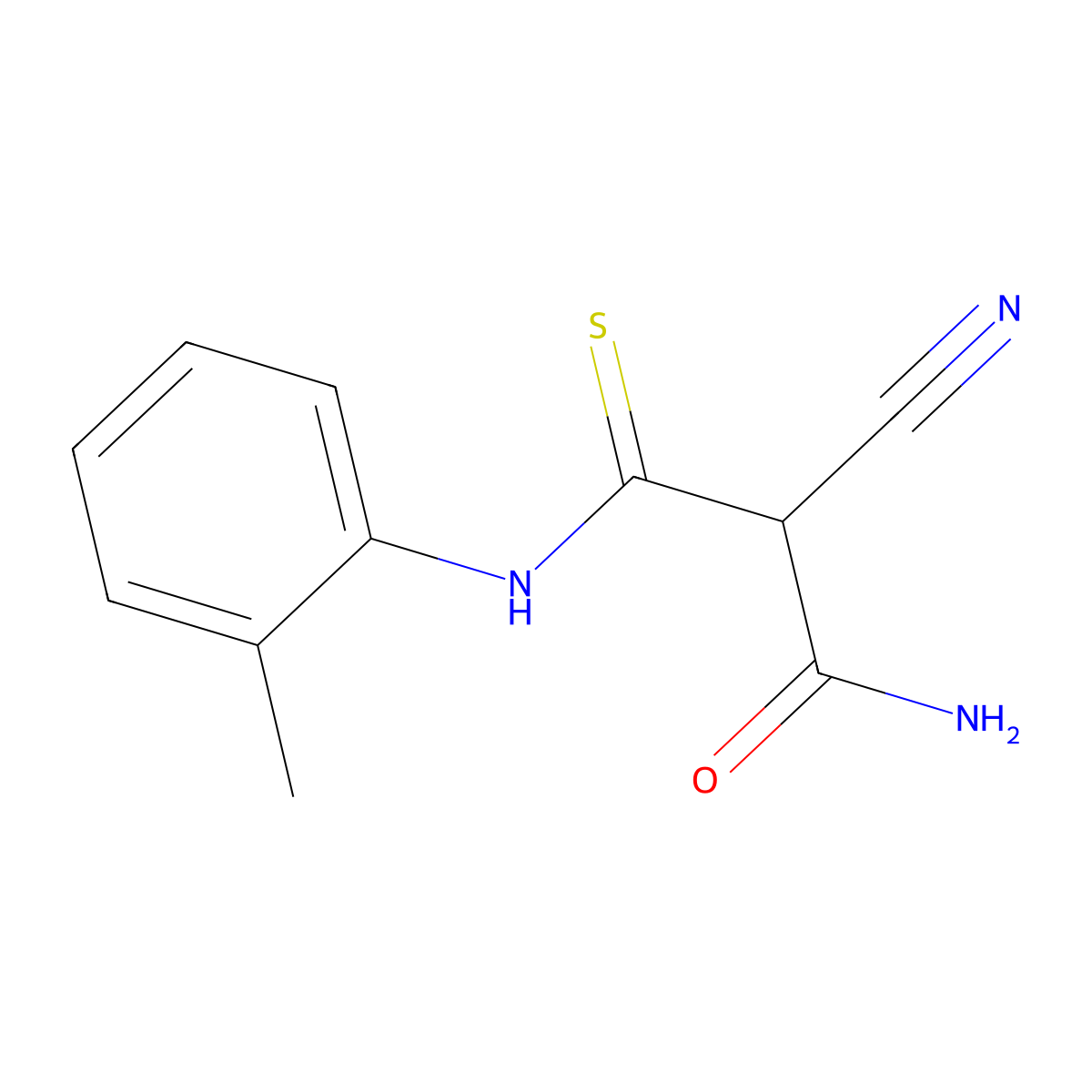 2-Cyano-3-[(2-methylphenyl)amino]-3-thioxopropanamide molecular structure, CAS 828273-09-2