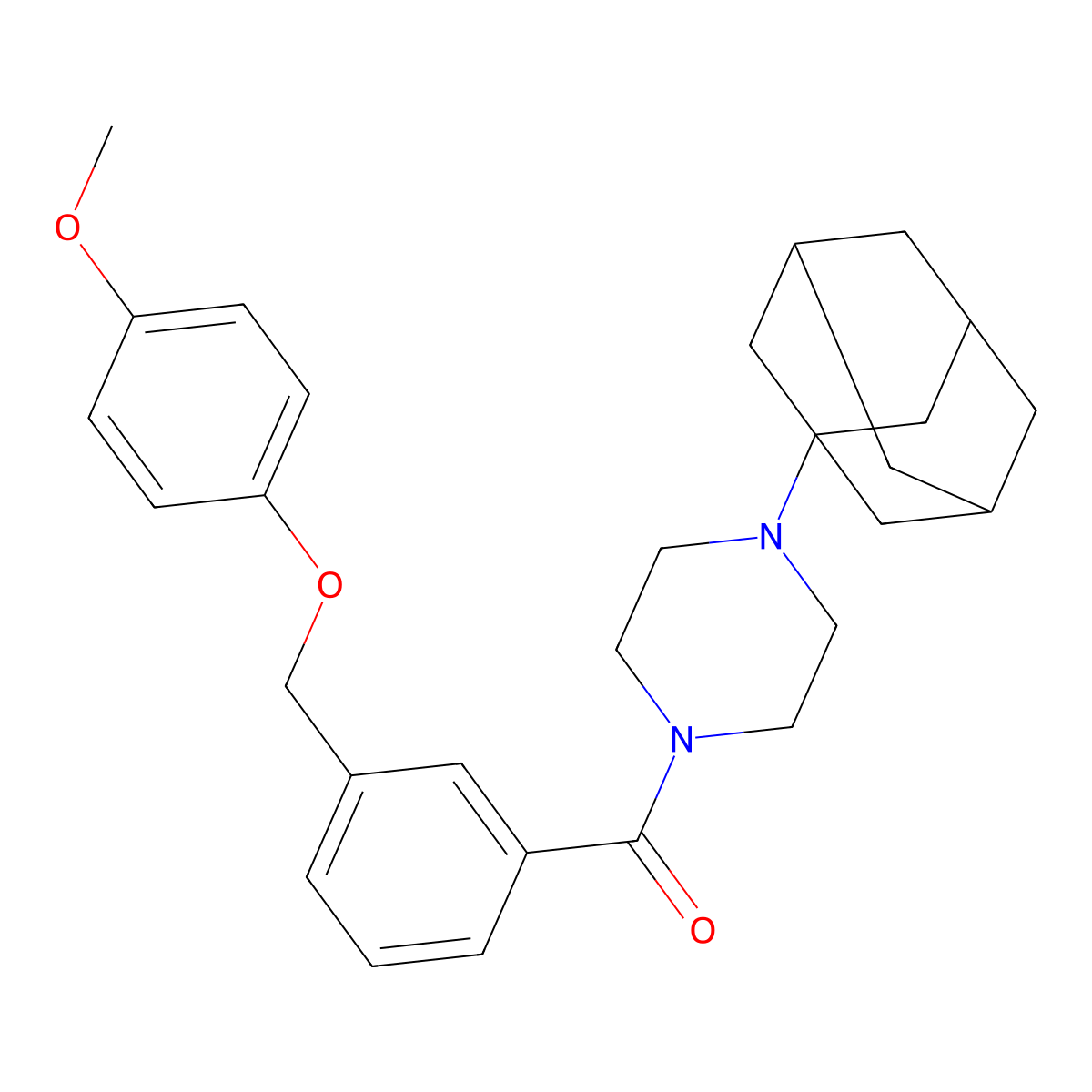4-Adamantanylpiperazinyl 3-[(4-methoxyphenoxy)methyl]phenyl ketone molecular structure, CAS 828273-15-0