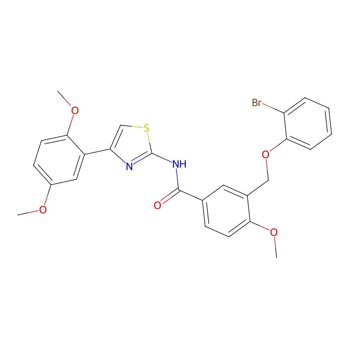 3-[(2-bromophenoxy)methyl]-N-[4-(2,5-dimethoxyphenyl)-1,3-thiazol-2-yl]-4-methoxybenzamide molecular structure, CAS 828273-37-6