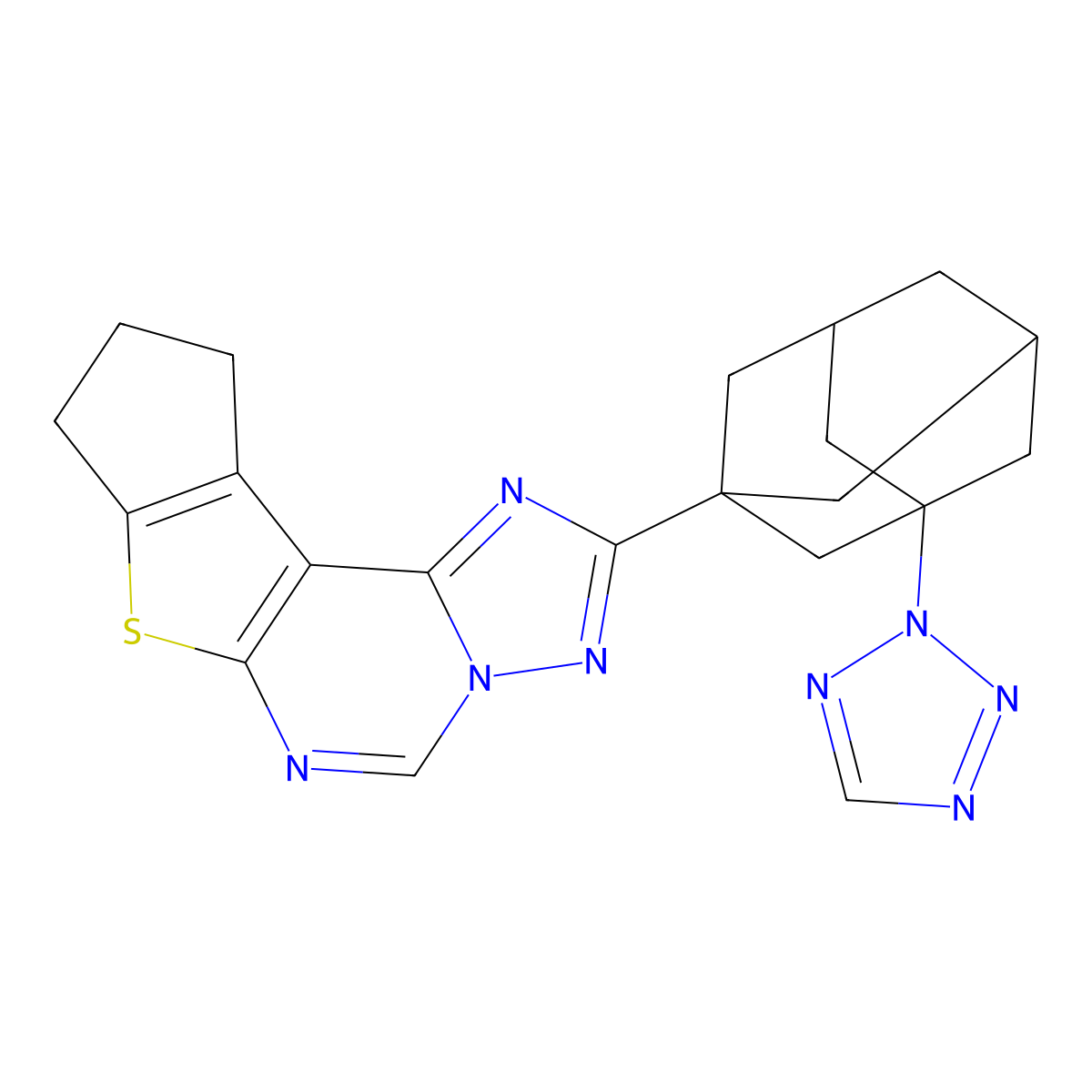 2-(3-(2H-tetrazol-2-yl)adamantan-1-yl)-9,10-dihydro-8H-cyclopenta[4,5]thieno[3,2-e][1,2,4]triazolo[1,5-c]pyrimidine molecular structure, CAS 828273-40-1