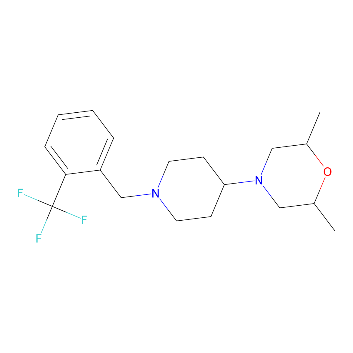 2,6-Dimethyl-4-[1-[[2-(trifluoromethyl)phenyl]methyl]piperidin-4-yl]morpholine molecular structure, CAS 828273-59-2
