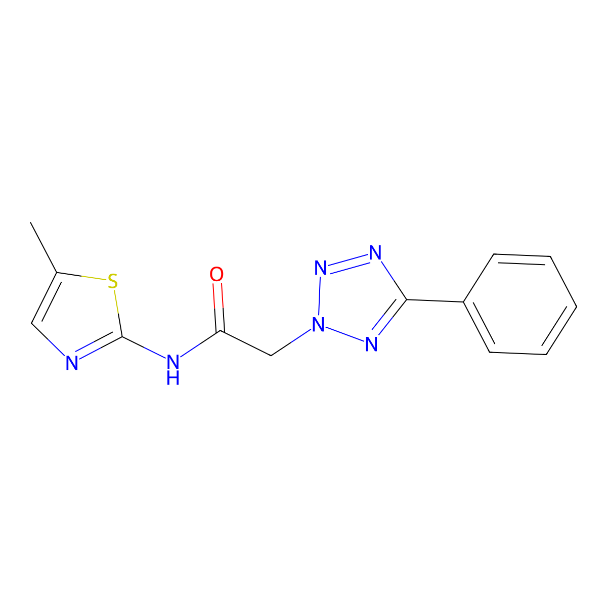 N-(5-methyl-1,3-thiazol-2-yl)-2-(5-phenyltetrazol-2-yl)acetamide molecular structure, CAS 828274-42-6