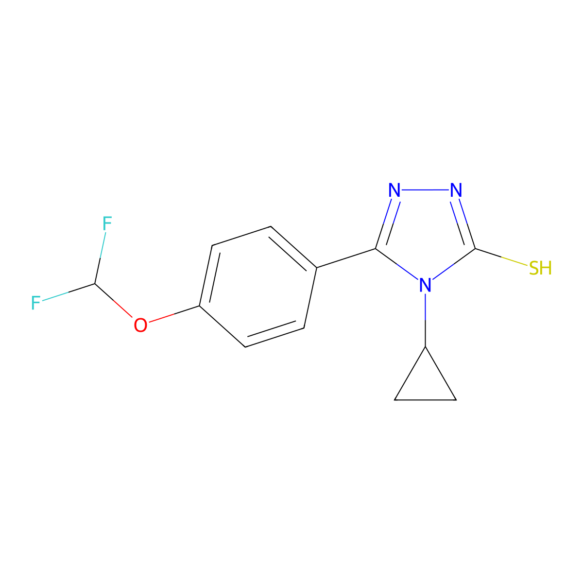 4-cyclopropyl-3-[4-(difluoromethoxy)phenyl]-1H-1,2,4-triazole-5-thione molecular structure, CAS 828274-67-5