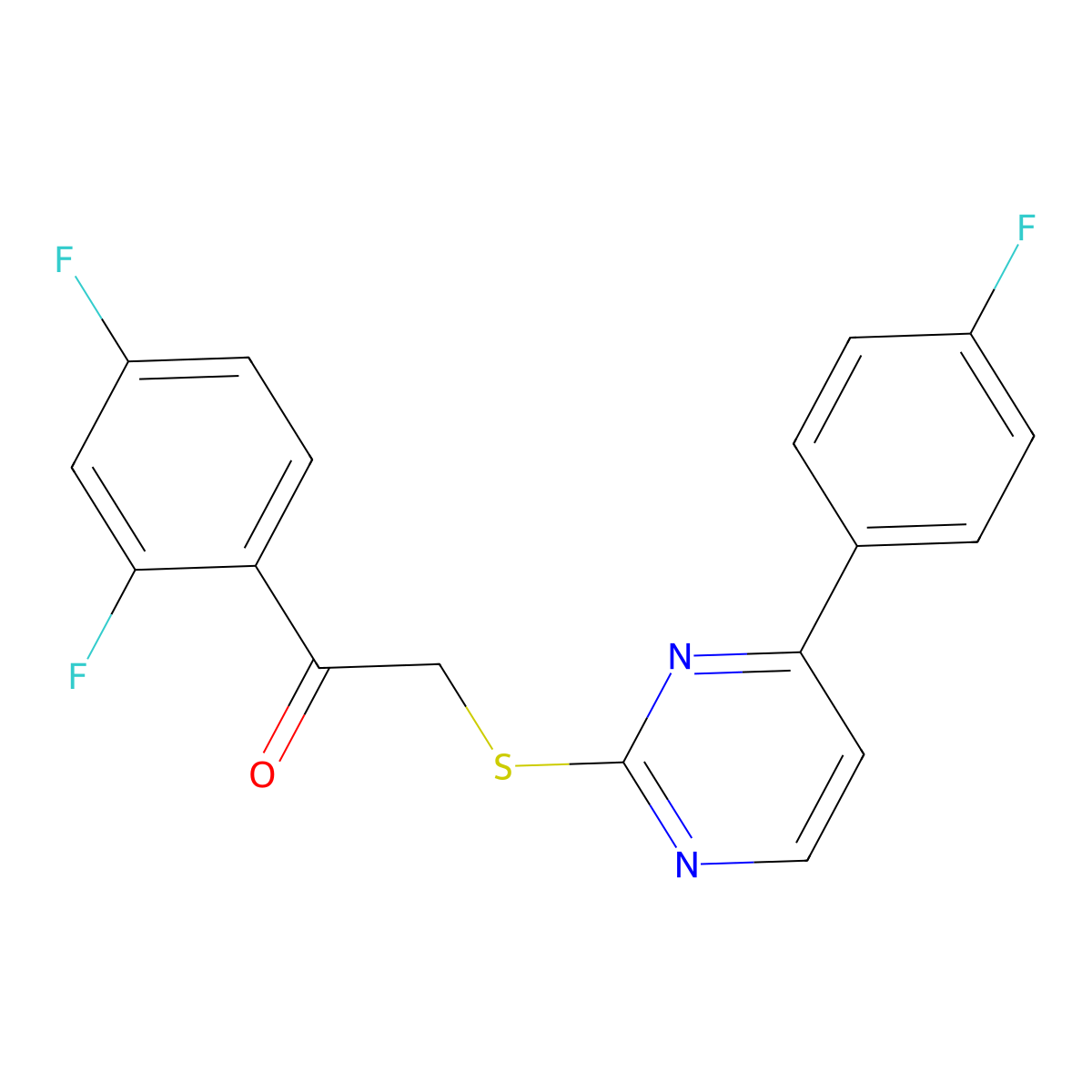 1-(2,4-Difluorophenyl)-2-{[4-(4-fluorophenyl)pyrimidin-2-yl]sulfanyl}ethanone molecular structure, CAS 828274-98-2