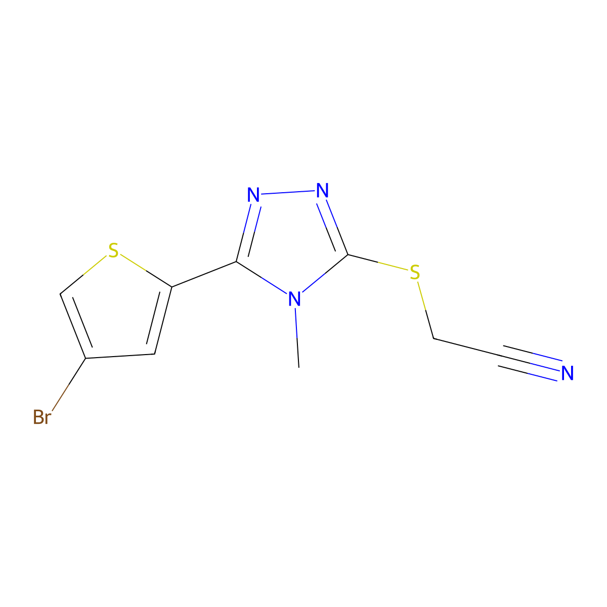 2-[[5-(4-Bromothiophen-2-yl)-4-methyl-1,2,4-triazol-3-yl]sulfanyl]acetonitrile molecular structure, CAS 828275-02-1