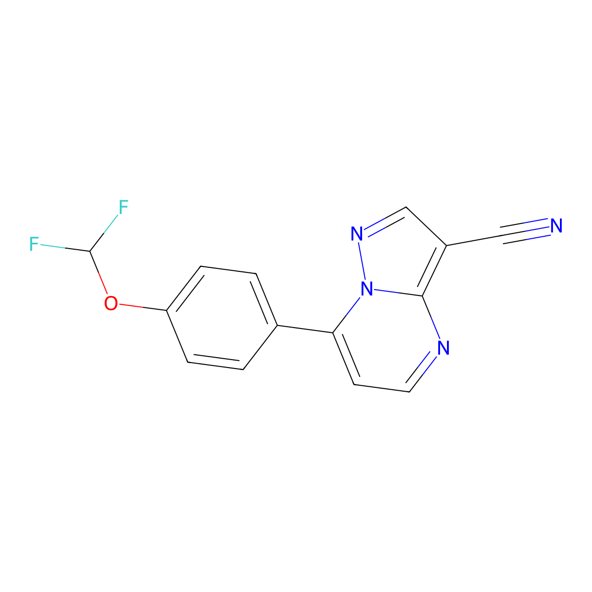 7-[4-(Difluoromethoxy)phenyl]pyrazolo[1,5-a]pyrimidine-3-carbonitrile molecular structure, CAS 828275-12-3