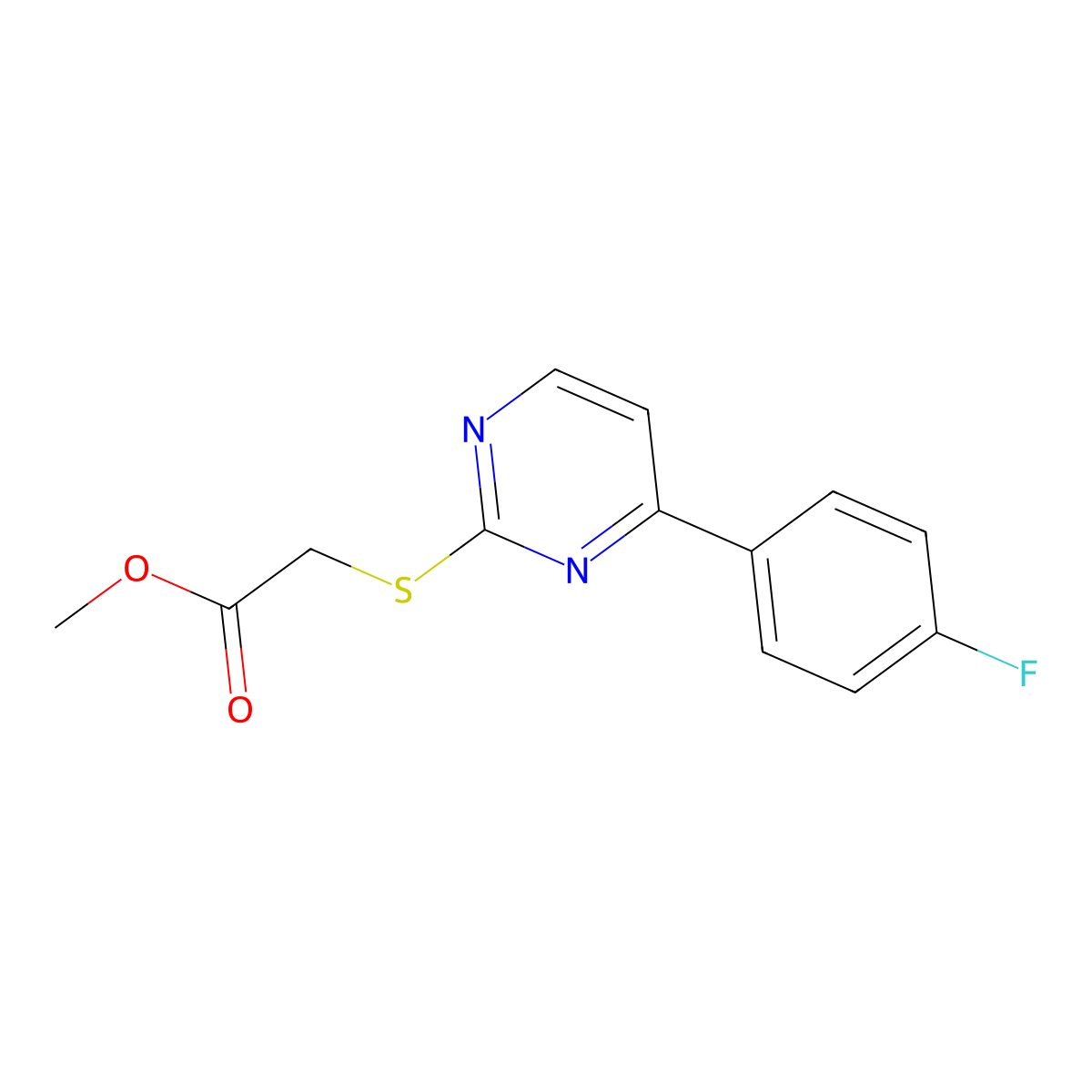 Methyl {[4-(4-fluorophenyl)pyrimidin-2-yl]sulfanyl}acetate molecular structure, CAS 828275-25-8