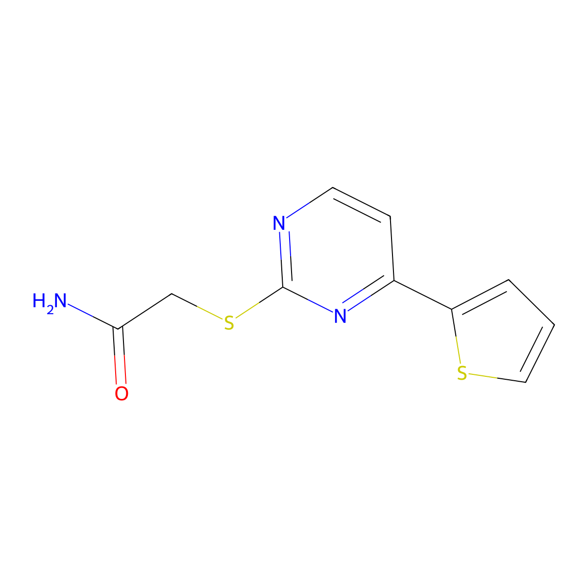 2-(4-Thiophen-2-ylpyrimidin-2-yl)sulfanylacetamide molecular structure, CAS 828275-32-7